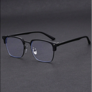 แว่นตาโลหะครึ่งกรอบของผู้ชายสไตล์ธุรกิจย้อนยุค